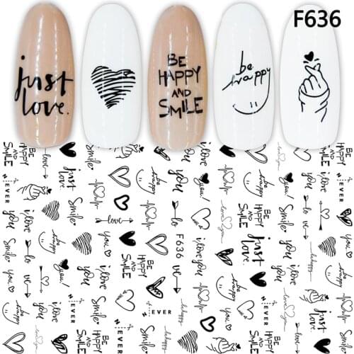 3D Nail Sticker Cool English Letter Nail Art Decorations Foil Love Heart Design Nails Accessories Fashion Manicure Stickers