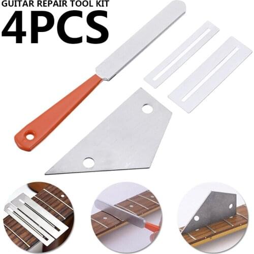 4pcs Guitar Leveling Ruler Guitar Fret File Leveling Grinding Fingerboard Guard Repair Tool Kit Protector Guitar Accessories