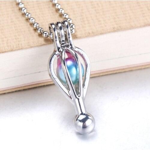 5pcs Egg Beater Pearl Cage Pendant Jewelry Making Bead Cage Locket Necklace Aromatherapy Essential Oil Diffuser Fit Oyster Pearl