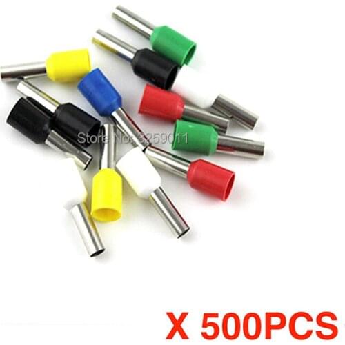 500PCS EV1008 Electrical wire Connectors Insulated Cord End Wire Ferrules Terminal Block 1.0mm 18 AWG E1008 Assorted Cooper