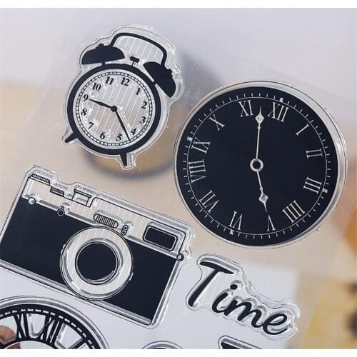 50LB Time Clock Silicone Clear Seal Stamp DIY Scrapbooking Embossing Photo Album Decorative Paper Card Craft