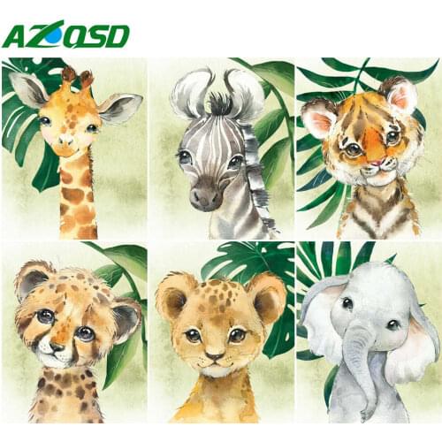 AZQSD DIY Painting By Number Canvas Kits Lion Home Living Room Art Craft 40x50cm Pictures By Numbers Animal Handpainted Gift