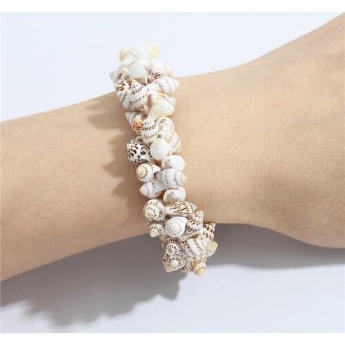 Beads Conch Bracelet 8 Colors Bohemian Mini Shell Jewelry for Women Girl Summer Beach Bracelets Anklet Holiday Gifts Accessories