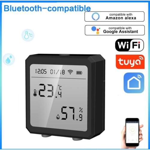 Tuya WIFI Smart Home Temperature And Humidity Sensor With LED Screen Works With Google Assistant Hotspots Bluetooth-compatible