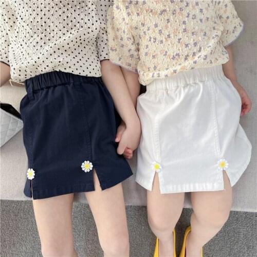 Baby Skirts 2021 Summer New Toddler Girls Korean College Style Skirt Kids Cute Split Little Daisy Cotton Skirt For Girls 2-7 Y
