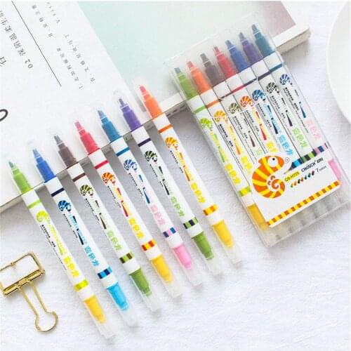 7 Colors/set Color change Highlighter Magic Double Headed Painting Drawing Pen