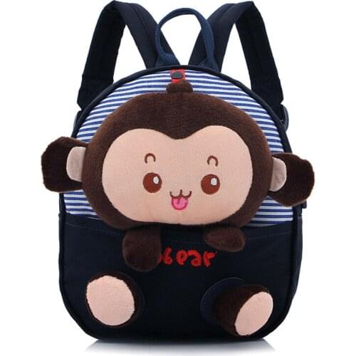 FASHIONS KZ Cartoon Monkey Childrens Bag Plush Backpack Kindergarten Baby Backpack KZBAG06
