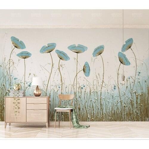 8d Simple and Aesthetical Flower Wall paper Mural 3D Peppermint Green Wallpaper sticker paper For Living room Wall Murals Decor