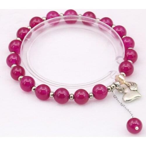 New Natural Stone Round Beads Bangle Jewelry Gifts for Women Bracelet Yoga Jewelry Elastic Rope Hologram Bracelets 7.5inch Y1023