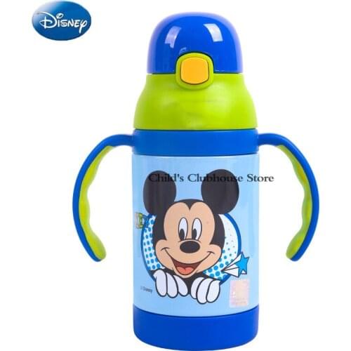 Disneys New Childrens Thermos Elementary School Cartoon Cute Mickey Stainless Steel Straw Cup with Handle