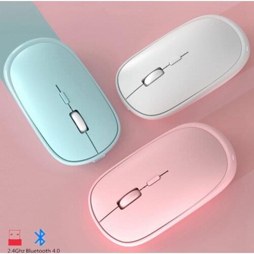 Bluetooth Wireless Computer Mouse Optical Ergonomic Mice 1600 DPI BT 4.0 USB Pink Dual Mode 3D Mause For PC Laptop Notebook Girl