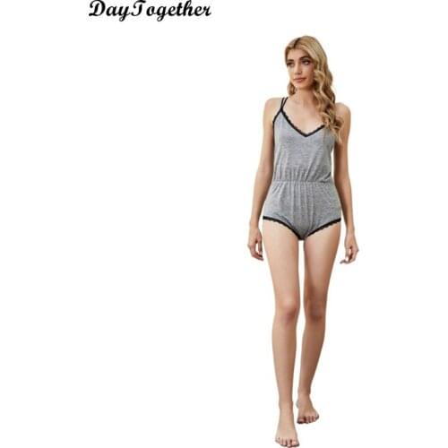 Spring, summer, new amazon Europe and the United States the harness shorts v-neck pajamas sexy conjoined leisurewear ms female