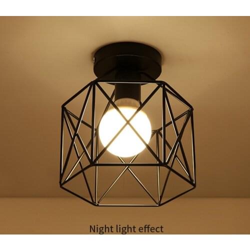 Industrial Ceiling Lamp Shape Square Diamond Iron Chandelier Pendant Light Fixture For Hallway Entrance Aisle Porch