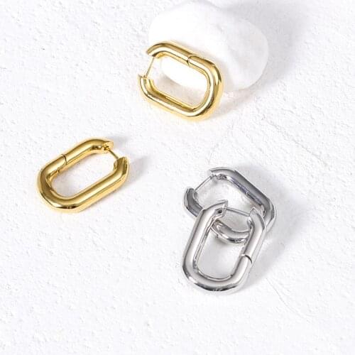 2021 personality 18k gold-plated brass plated with real gold HOOP metal wind simple trend niche design earrings wholesale