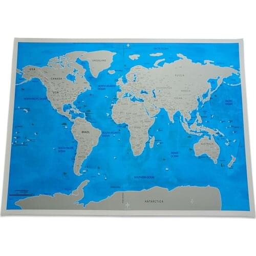 Blue Deluxe Map Large Size Scratch Off World Travel Map Premium Personalized Wall Stickers Poster Gifts Package For Travelers