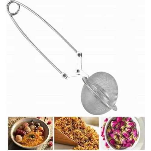 Wholesale 500pcs/lots Loose Spring Spoon coffee Tea Mesh Ball Infuser Stainless Steel Filter Teaspoon Squeeze Strainer