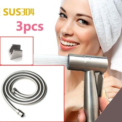 Toilet Flusher Stainless Bidet Sprayer Spray Enhanced pressure Hand Shower Set + Shower hose + wall bracket