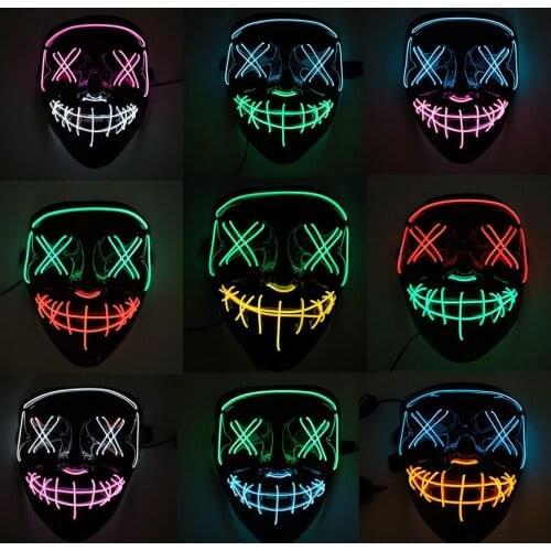Cosmask Halloween Mixed Color Led Mask Party Masque Masquerade Masks Neon Maske Light Glow In The Dark Horror Mask Glowing Mask