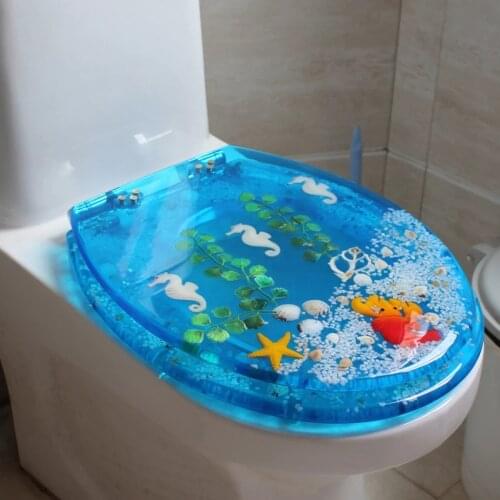 Unique High Quality Resin Beautiful Sea World Design Toilet Seat Cover Set Universal Toilet Cover With Lid Many Color For Choice