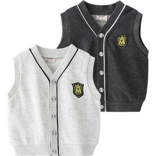 2021 Spring Boys' Cardigan Vest Casual Hoodless Fashion Toddler Boy Wear Coat Cotton Soft Gentle Childrens Wear Student Clothes
