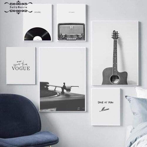 Vinyl Records Piano Radio Guitar Music Nordic Vintage Poster and Prints Wall Art Canvas Painting Picture for Living Room Decor