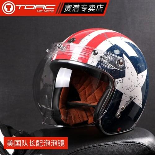 TORC Vintage Motorcycle Helmet Motorbike Moto Racing Helmet Motocross Open Face Helmet Retro Capacete DOT Approval T50