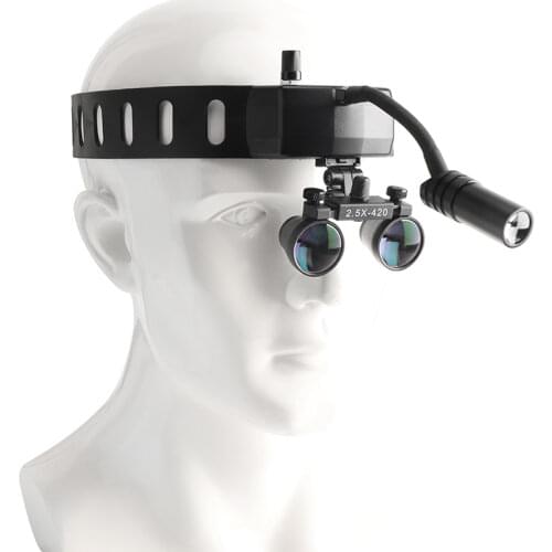 YUYO 2.5X420MM Medical Surgical Magnifier Headband magnifying Dental Loupes with 3W LED Lights Headlight