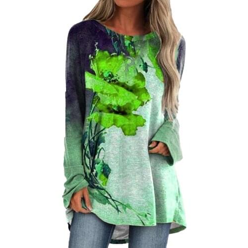 Autumn Blouse Women Vintage Flower Print Loose Long Sleeve O Neck Casual Pullover Shirts Ladies Elegant Blouses Top Streetwear