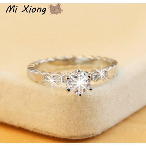 Mi Xiong Sterling Silver 925 Rings Women Unique Honeycomb Diamond Luxury Charm Wedding Engagement Exquisite Elegant Fine Jewelry