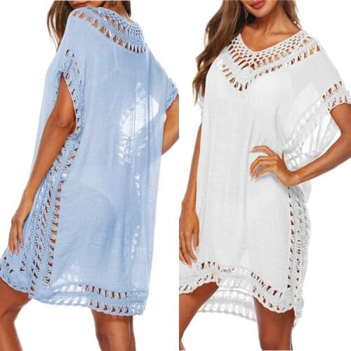 Womens Beach Dress For Women Cover-Ups 2021 Summer Black Tunic Swimsuit Cover Up Exit Outputs Bath Sun Dresses Pareo Beach Wear