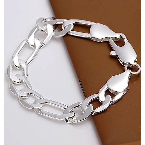 1 pcs Fashion atmosphere men 12mm bracelet silver men jewelry chain bracelet Free shipping