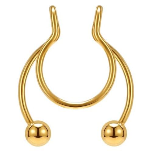 1PCS U Shaped Fake No Pierced Nose Ring Gold Black Steel Color Indian Jewelry Body Jewelry for Women