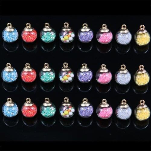 10 Pcs 3D Acrylic Bead Pendant Ball Round Sequins Wrapped Acrylic Pendant Charms for Jewelry Making Necklace Decoration