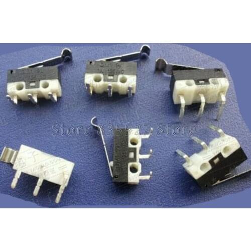 10pcs/lot New 3pin Bends pin Bending Mouse Micro Switch with Handle Limited Travel Switch Side Key Switch