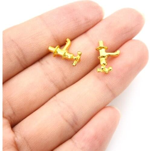 2Pcs/lot 1:12 Scale Dollhouse DIY Cabin Metal Material Water Tap Faucet Miniature Golden Faucet Accessories