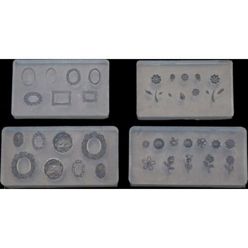 2Pcs Mini Leaves Flower 3D Silicone Clear Mold Button Embossed Frame Nail Carving Mold Nail Art Templates Maincure Tools