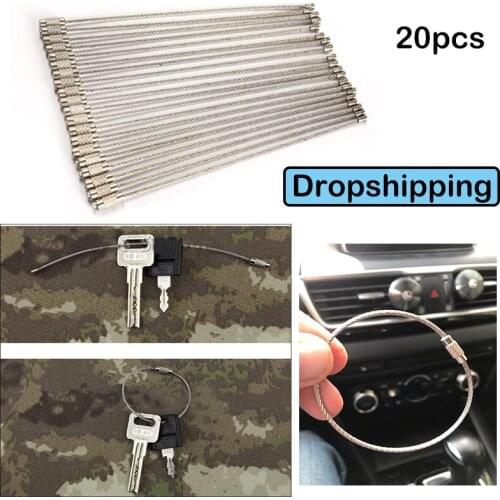 Dropshipping 20Pcs Stainless Steel Wire Keychain Cable Key Ring for Outdoor Hiking Car Decor Kids Key Stringing Keychain Toy