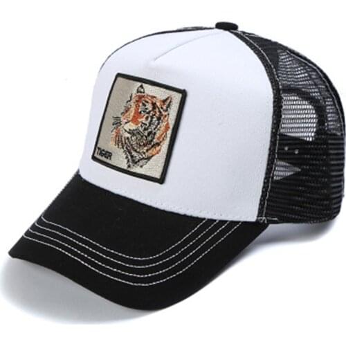 2020 Tiger Animal Embroidery Cotton Casquette Baseball Cap Mesh Breathable Adjustable Snapback Hats for Men and Women 205