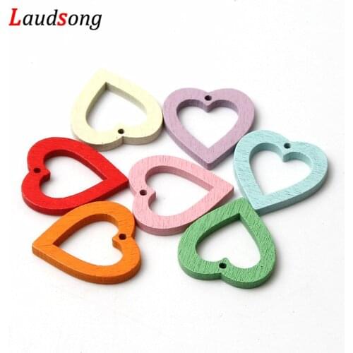 30Pcs Mixed Heart Shape DIY Natural Wood Charm Earrings Pendants For Jewelry Making Necklace Pendant Handmade Woodwork