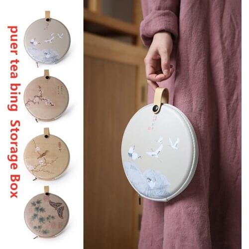357g Pu'er Tea Cake Zipper Storage Box Portable Household Circle Retro Packing Bags