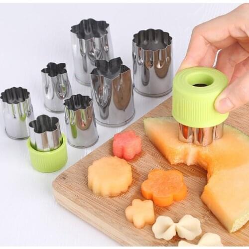 8Pcs Flower Shape Vegetable Fruit Cake Biscuit Cookie Cutter Mold Kitchen Tool DIY Cutter Set Kitchen Gadgets Food Shapes Decor