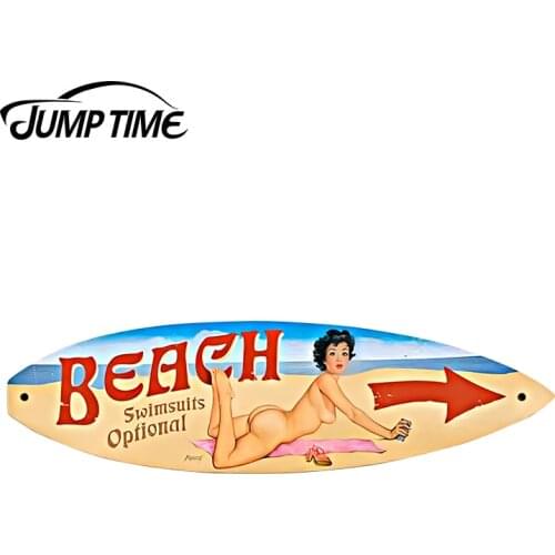 JumpTime 13cmx3.7cm 3D Car Sticker Sexy Retro Nude Beach Surfboard Pin-Up Girl Decal Windows Motorcycle Car Styling Hot Graphics