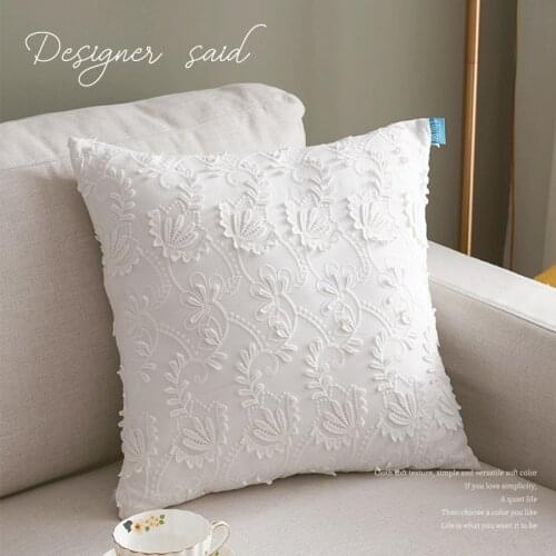 White Lace Embroidered Throw Pillow Covers Decorative Sofa Various Chair Cushion Cover Square Home Decorative Thick Pillowcase