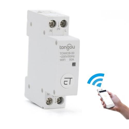 WiFi Circuit Breaker Remote Control by eWeLink APP Voice Work with Alexa Google 18mm Din Rail Main Switch TOWICB50