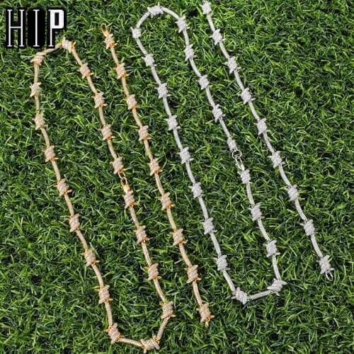 Hip Hop 8MM Iced Out Bling CZ Rock Thorns Cuban Link Cubic Zirconia Chains Necklaces For Men Women Jewelry With Solid Back