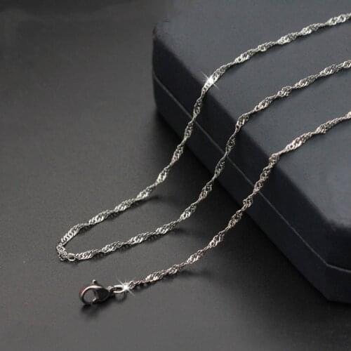 Standard Chain Stainless Steel Necklace 1.8mm 2.4mm Silver Color Water-wave Chain for Women Men Jewelry Twisted Chain 18-20