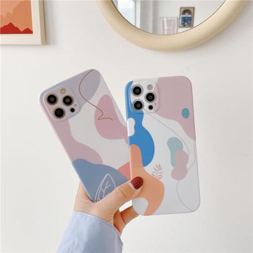 Simple lines Phone Case For iPhone 12 Mini 11 Pro XR X XS Max 7 8 Plus SE 2020 Art Graffiti Soft Silicone Shockproof Back Cover