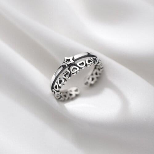 Double-layer Star Rings For Women Opening Adjustable Teen Girls Korea Retro Hip Hop Fashion Simple Female Gift Jewelry BOYULIGE