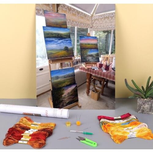 Natural Scenery Views Of Der Printed 11CT Cross-Stitch Patterns DIY Embroidery DMC Threads Handiwork Painting Wholesale