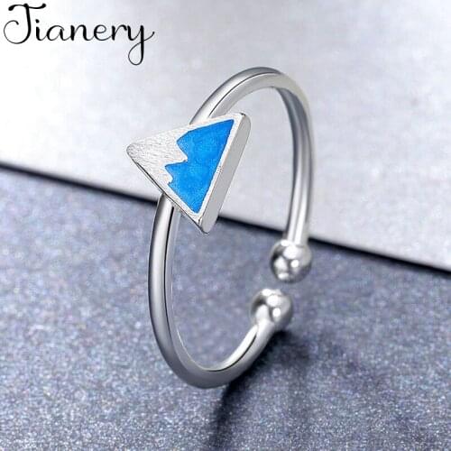 JIANERY Personality Silver Color Triangle Rings For Women Bridal Wedding Jewelry Adjustable Size Finger Rings